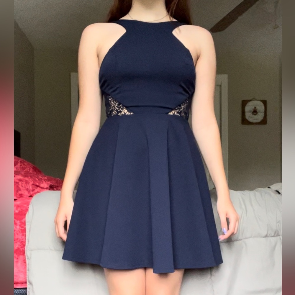 size 3 navy blue short dress